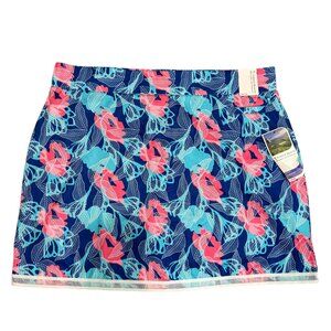 Pebble Beach Pink Blue White Dry-Luxe Floral Print Golf Skort Shorts  SZ…
